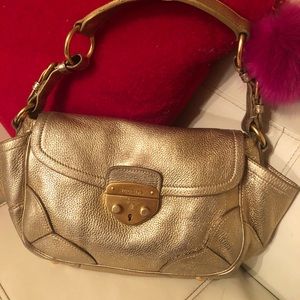 Prada gold leather shoulder bag